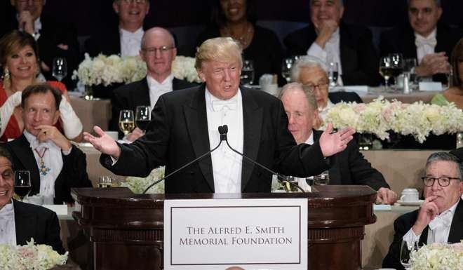 Donald Trump gives his speech. Photo: AFP