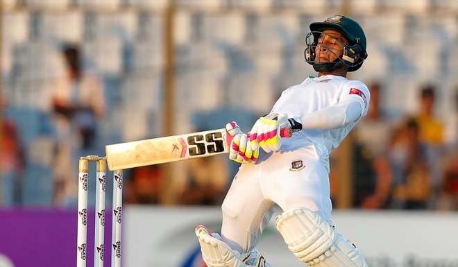 Bangladesh captain Mushfiqur Rahim avoids a bouncer. Photo: AP