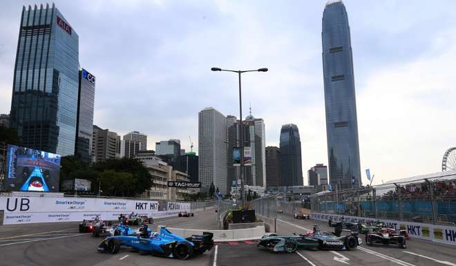 The 2016 FIA Formula E HKT Hong Kong ePrix in Central. Photo: K. Y. Cheng