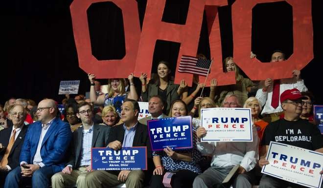 Supporters in key swing state Ohio cheer for Republican Presidential candidate Donald Trump in September. Photo: Getty Images
