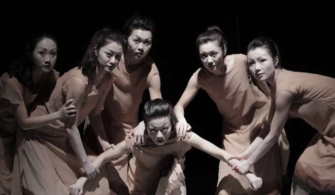 The cast of Antigone directed by Tang Shu-wing.