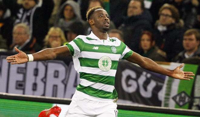 Celtic's Moussa Dembele celebrates. EPA/ROLAND WEIHRAUCH