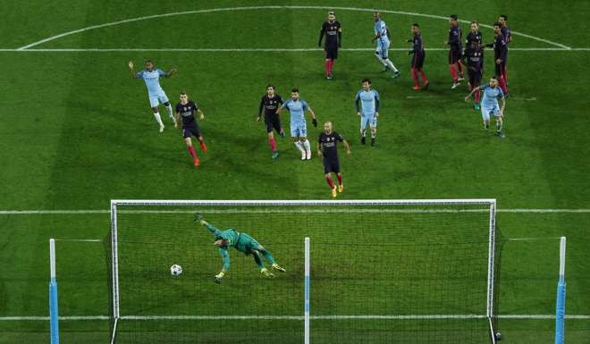 Manchester City's Kevin De Bruyne (not pictured) scores their second goal from a free kick Action Images via Reuters / Jason Cairnduff