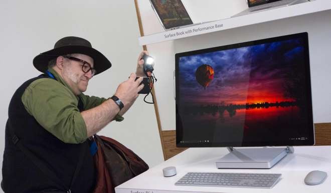 The Surface Studio features the thinnest desktop monitor ever created, Microsoft says. Photo: AFP