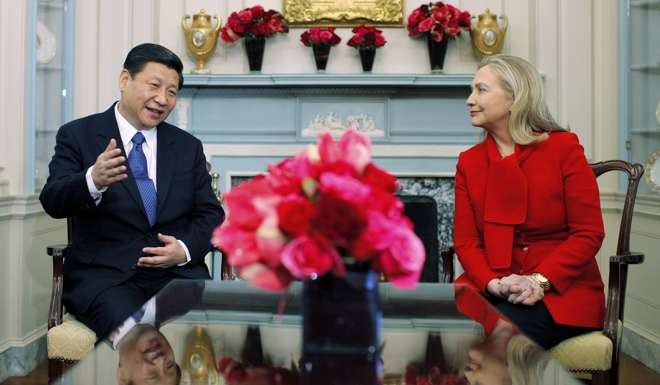 In February 2012 then-Chinese Vice-President Xi Jinping met US Secretary of State Hillary Clinton in Washington. Photo: AP