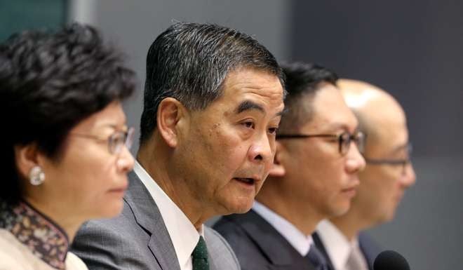 Chief Executive Leung Chun-ying explains his plan to fully implement Beijing’s ruling in Hong Kong. Photo: Dickson Lee