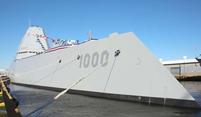 The US Navy's new guided missile destroyer USS Zumwalt. Photo: Kyodo