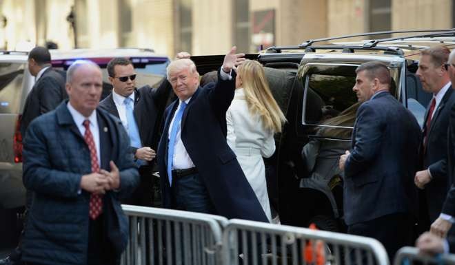 Republician presidential nominee Donald Trump arrives at a polling station in New York to cast his ballot in the presidential election November 8, 2016. Photo: AFP