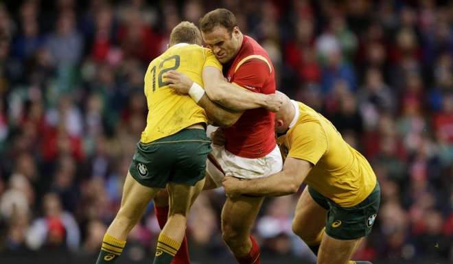 Wales' long-time inside centre Jamie Roberts, seen in action against Australia, has been dropped for Wales’ match against Argentina. Photo: Reuters