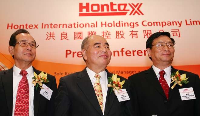 Hontex International set a record for the quickest listing to delinsting in Hong Kong history, having traded for just 64 days.Hontext officials (from left) Liao Chin-yi, chief executive, Shao Ten-po, chairman and executive director, and Tseng Chung-cheng, vice chairman and executive director on December 13, 2009.