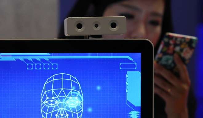 A demonstration of artificial intelligence-backed face recognition technology, used in mobile payments, at the World Internet Conference in Wuzhen which started on Wednesday. Photo: Simon Song