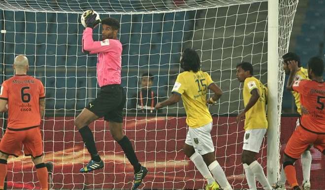 David James in action for Kerala Blasters in the Indian Super League in 2104. Photo: Indian Super League