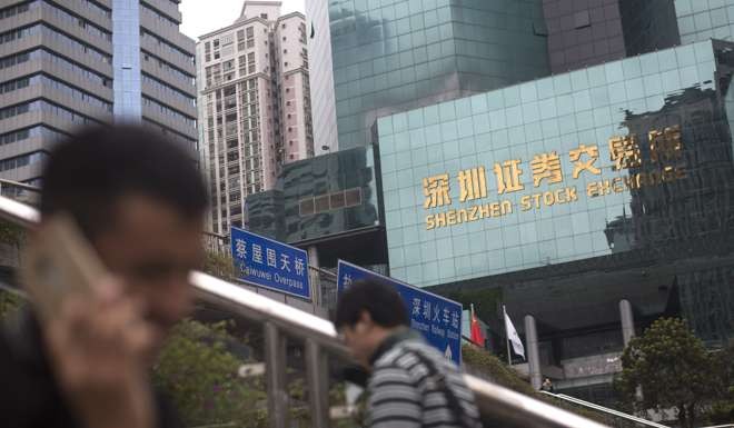 The Shenzhen Stock Exchange building in the city. Photo: EPA