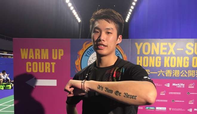 Leung Cheuk-him shows off his new tattoo. Photo: Chan Kin-wa