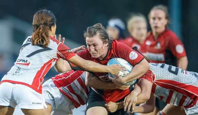 Valley captain Olivia Coady takes on the Falcons defence. Photo: SCMP Pictures