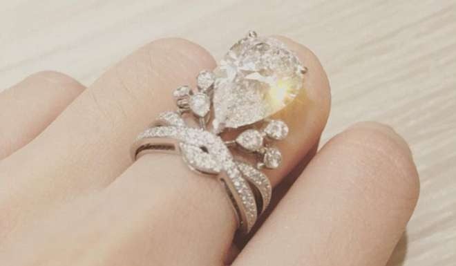 The US$1.6m Chaumet diamond ring worn by Angelababy. Photo: SCMP Pictures