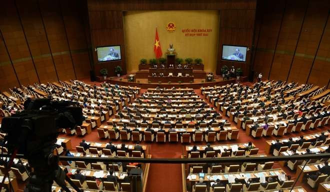 Vietnam’s National Assembly in Hanoi. The assembly has cancelled the Ninh Thuan Nuclear Power Plant project due to fears over “rising public debts” and “environmental risks after the Formosa case”. Photo: AFP