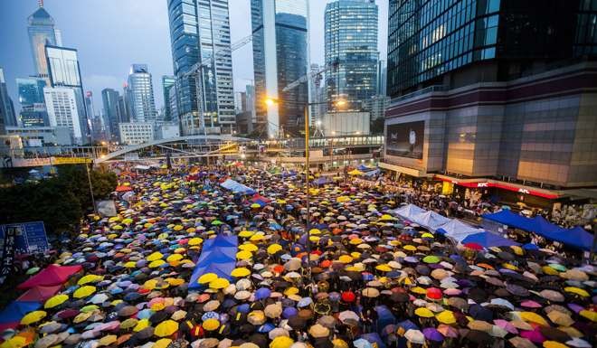 Thousands take to the streets during the pro-democracy Occupy protests of 2014. Photo: EPA