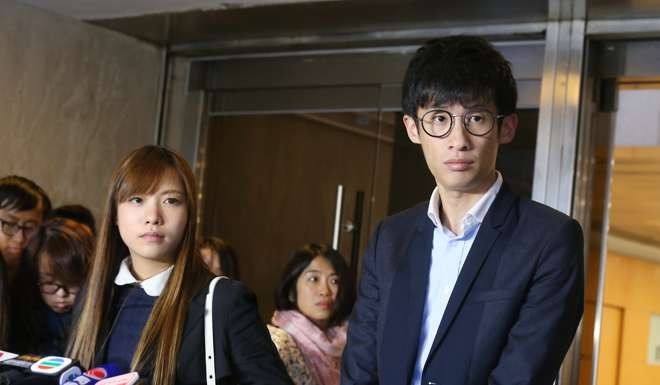 Lawmakers Yau Wai-ching and Sixtus Baggio Leung Chung-hang – the two pro-independence legislators disqualified by the courts. Photo: Dickson Lee