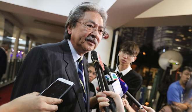 Financial Secretary John Tsang Chun-wah meets the press after refusing to answer questions from four lawmakers who could be disqualified. Photo: Felix Wong