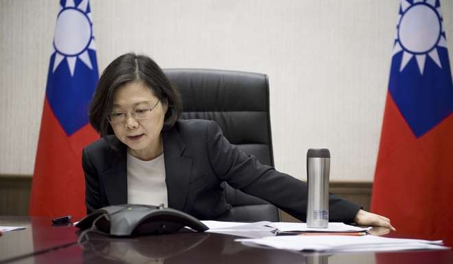 Taiwan's President Tsai Ing-wen speaks with US president-elect Donald Trump by speaker phone from Taipei on December 2. Photo: Taiwan Presidential Office