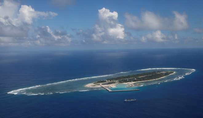An aerial view of Taiping Island, in the South China Sea. Taiwan’s President Tsai Ing-wen on Friday confirmed her government would uphold its sovereignty over the disputed island, Photo: Reuters