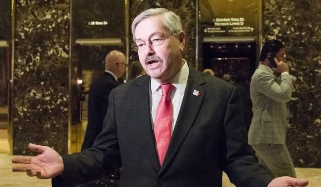 One of Trump’s astute nominations was the appointment of Terry Branstad, the Republican governor of Iowa, as ambassador to China. Photo: EPA