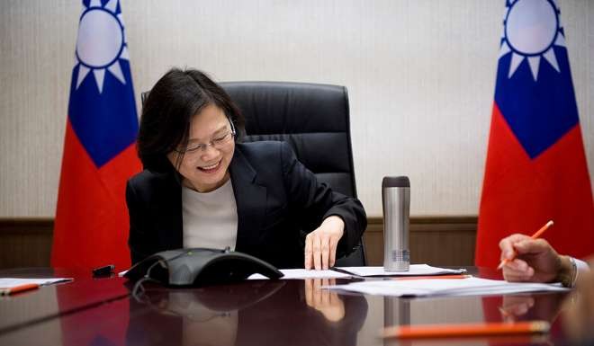 Taiwan's President Tsai Ing-wen speaks on the phone to US president-elect Donald Trump. Photo: Reuters
