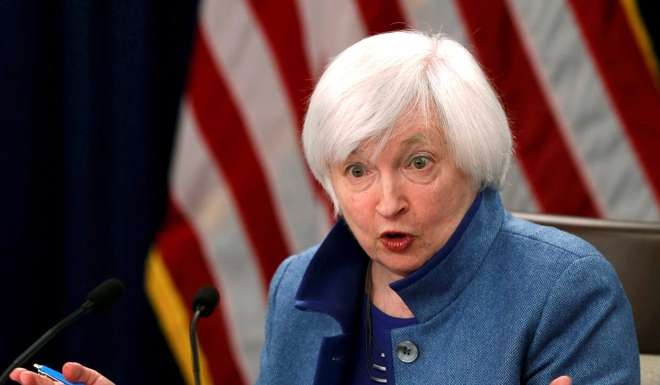 Federal Reserve Chair Janet Yellen holds a news conference following the Federal Open Market Committee (FOMC) meeting in Washington last week. Photo: Reuters