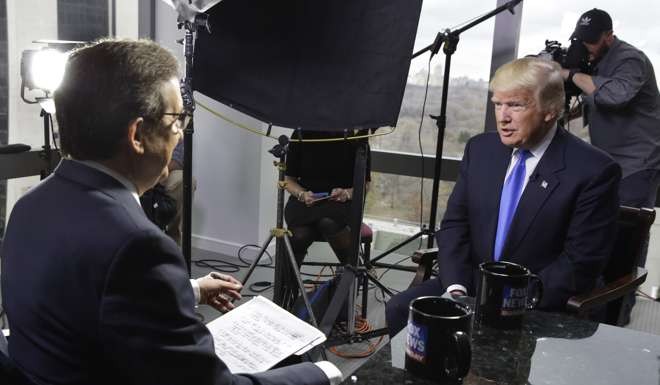 US President-elect Donald Trump is interviewed by Chris Wallace of “Fox News Sunday” at Trump Tower in New York, on December 10. Photo: AP