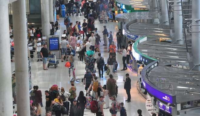 Tourists arrive at Suvarnabhumi Airport in Bangkok, Thailand, on Tuesday. Photo: Xinhua