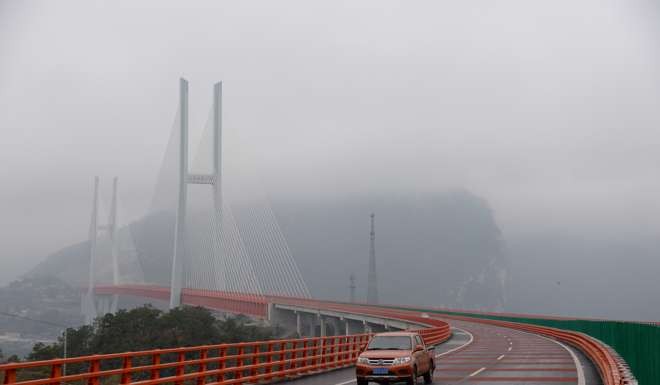 A shot of the approach to the bridge. Photo: Xinhua
