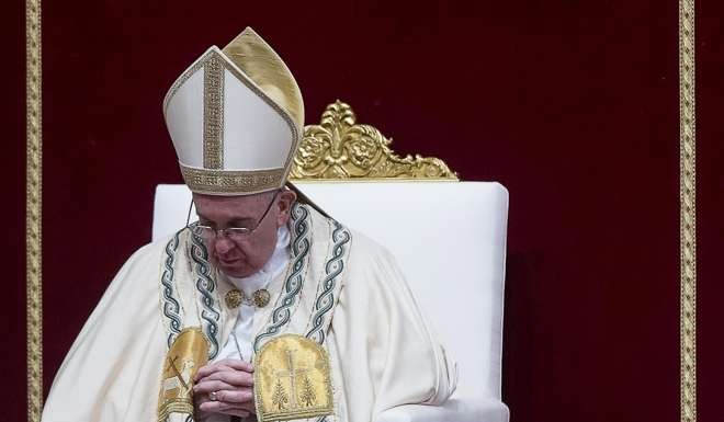 Pope Francis delivers prayers. Photo: EPA