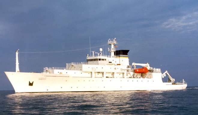 The oceanographic survey ship USNS Bowditch deployed the underwater drone seized by a Chinese navy warship in the South China Sea on December 15. Photo: US Navy/Reuters