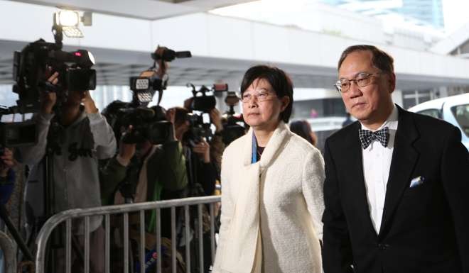 Donald Tsang (right) faces three charges stemming from events between 2010 and 2012. Photo: Xiaomei Chen