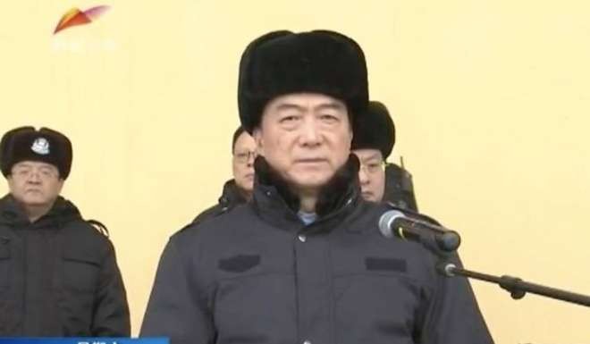 Chen Quanguo, the region's party chief, in Xinjiang during an anti-terror exercise. Photo: Handout