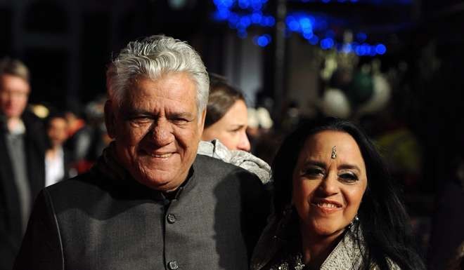 Puri and Indian actress Ila Arun at the premiere of British director Andy de Emmony's film West is West at a film festival in London. Photo: EPA