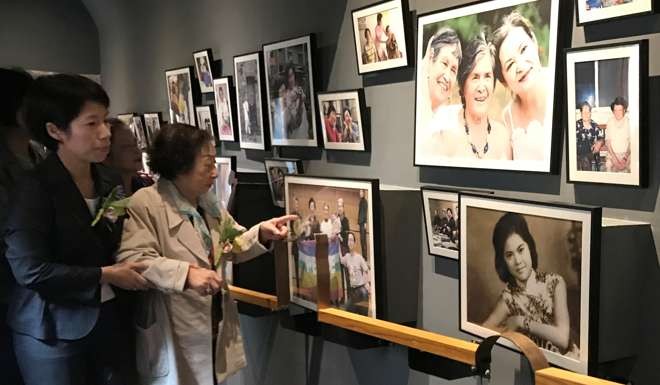Chen Lien-hua (right), who was forced into sexual slavery during the war, visits a “comfort women” museum in Taipei. Photo: Reuters