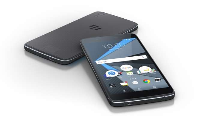 The TCL-manufactured BlackBerry DTEK50 smartphone – look, no keyboard.