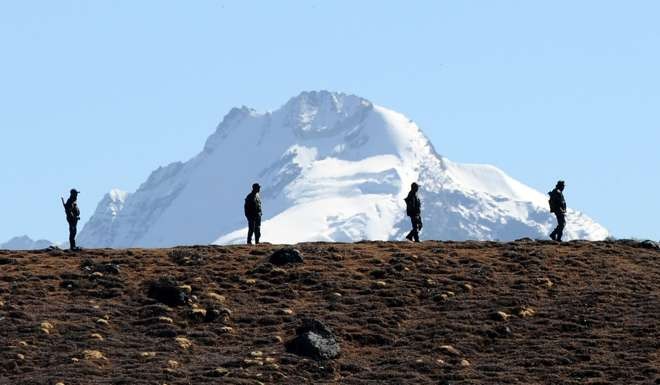 The Indian Army keeps vigil at the Bumla pass at the border with China in the Indian state of Arunachal Pradesh, in October 2012. Bumla, the last Indian Army post at the border, lies at an altitude of nearly 4,800 metres above sea level. Photo: AFP