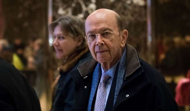 Wilbur Ross, US president-elect Donald Trump's nominee for commerce secretary, leaves Trump Tower in New York after a meeting last month. Photo: AFP