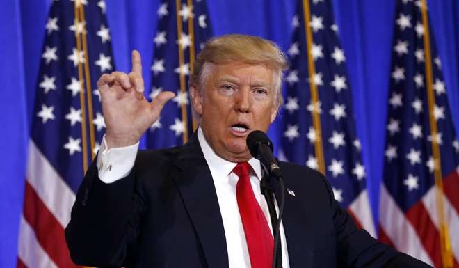 President-elect Donald Trump during his news conference at Trump Tower in New York. Photo: Los Angeles Times/TNS