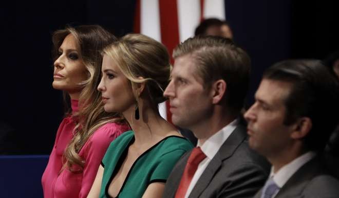 Melania Trump, Ivanka Trump, Eric Trump and Donald Trump Jnr. Photo: AP