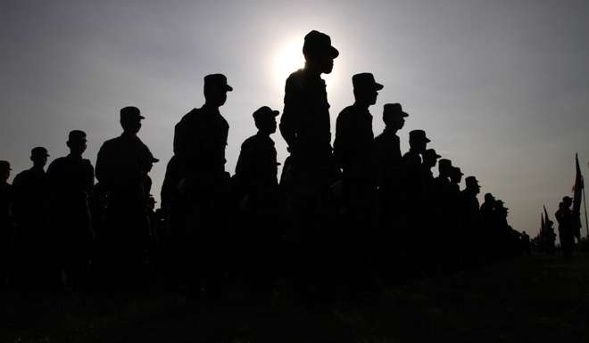 Cambodian army soldiers participate in ‘Angkor Sentinel’ in 2014. File photo: AP
