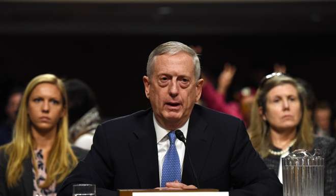 James Mattis, Donald Trump’s pick for defence secretary, testifies before the Senate Armed Services Committee on his nomination, in Washington on January 12. Photo: Xinhua