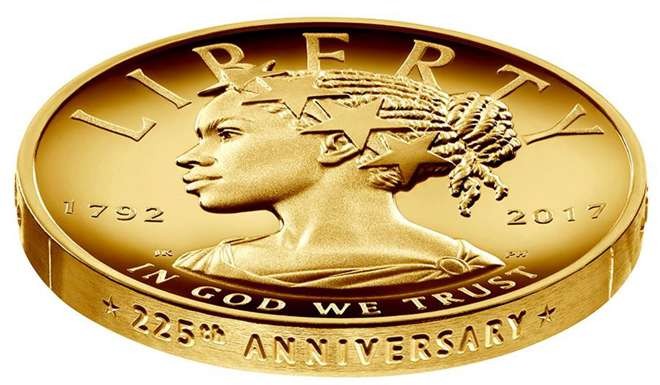 The commemorative $100 gold coin released by the US Mint. Photo: AFP