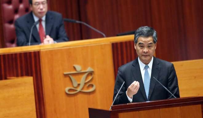 Chief Executive Leung Chun-ying at the question-and-answer session on Thursday. Photo: K. Y. Cheng