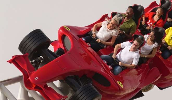 Formula Rossa, the world’s fastest roller coaster at the Ferrari theme park in Abu Dhabi. Photo: Handout