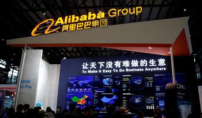 A sign of Alibaba Group is seen during the third annual World Internet Conference in Wuzhen town of Jiaxing, Zhejiang province, China, late last year. Photo: Reuters