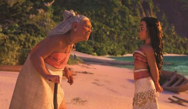 Gramma Tala and Moana in a scene from the film.